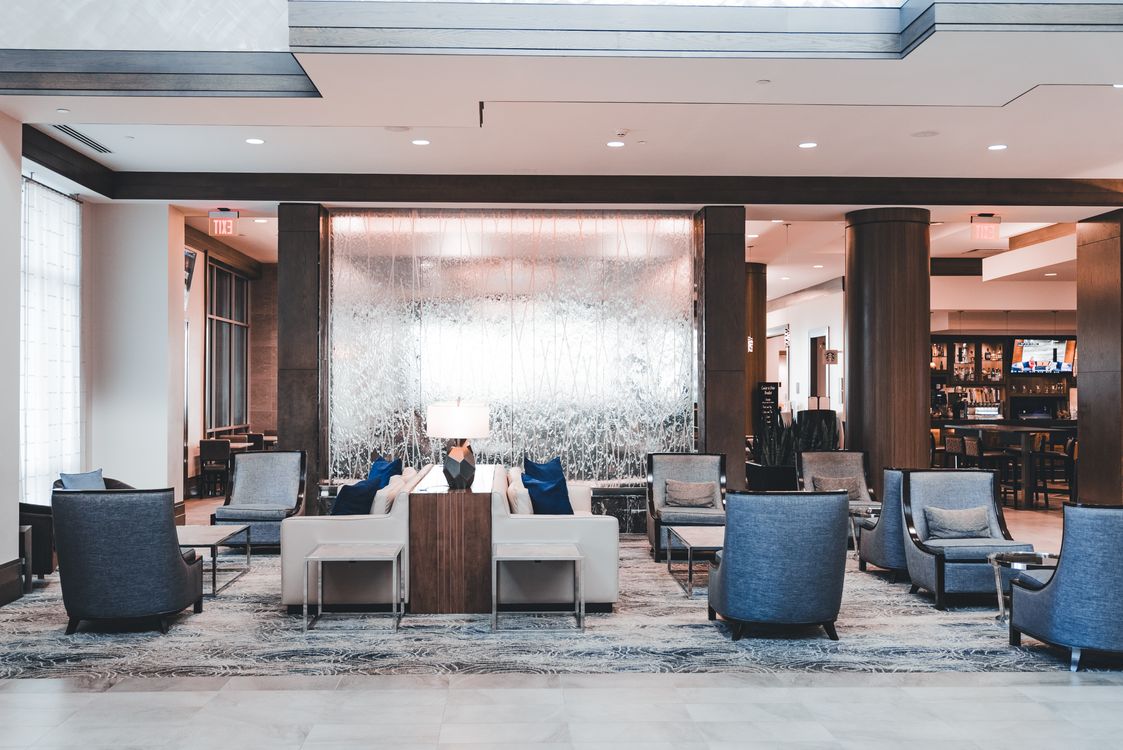 Hotel lobby and guest arrival space